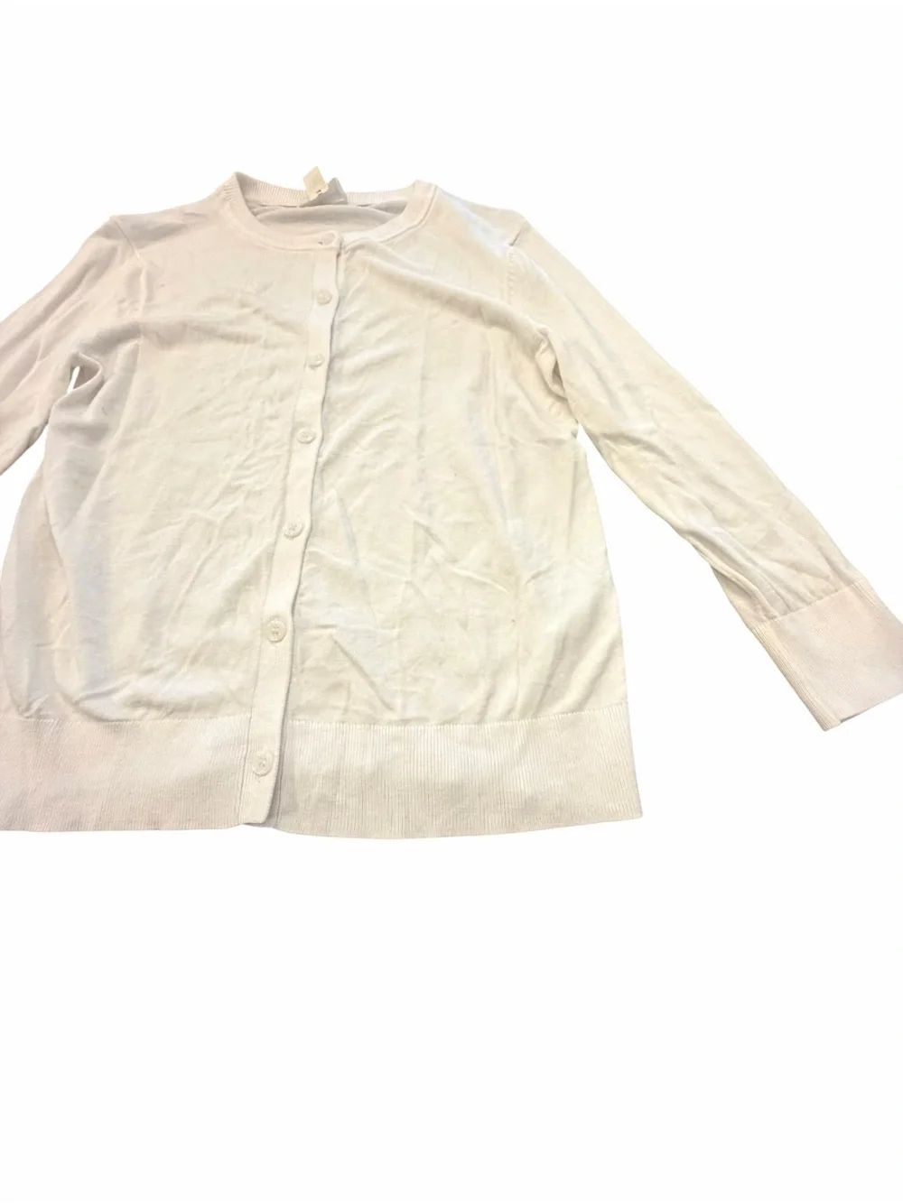 CASLON Button Up Sweater White Women Size XS Granny Core Business Casual Stain